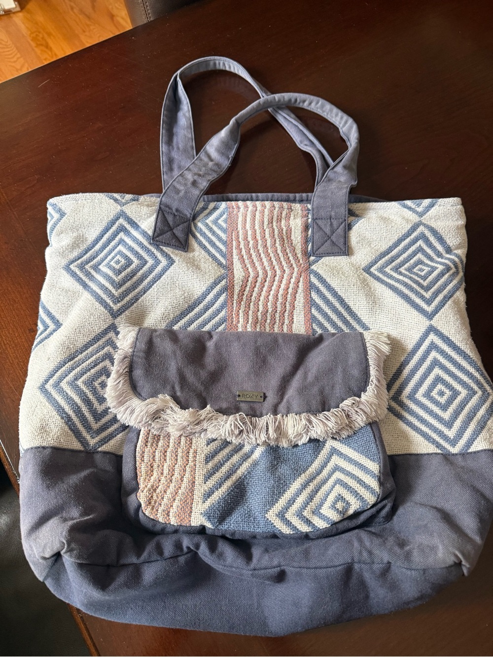 Roxy Boho Fringe Canvas Tote Bag